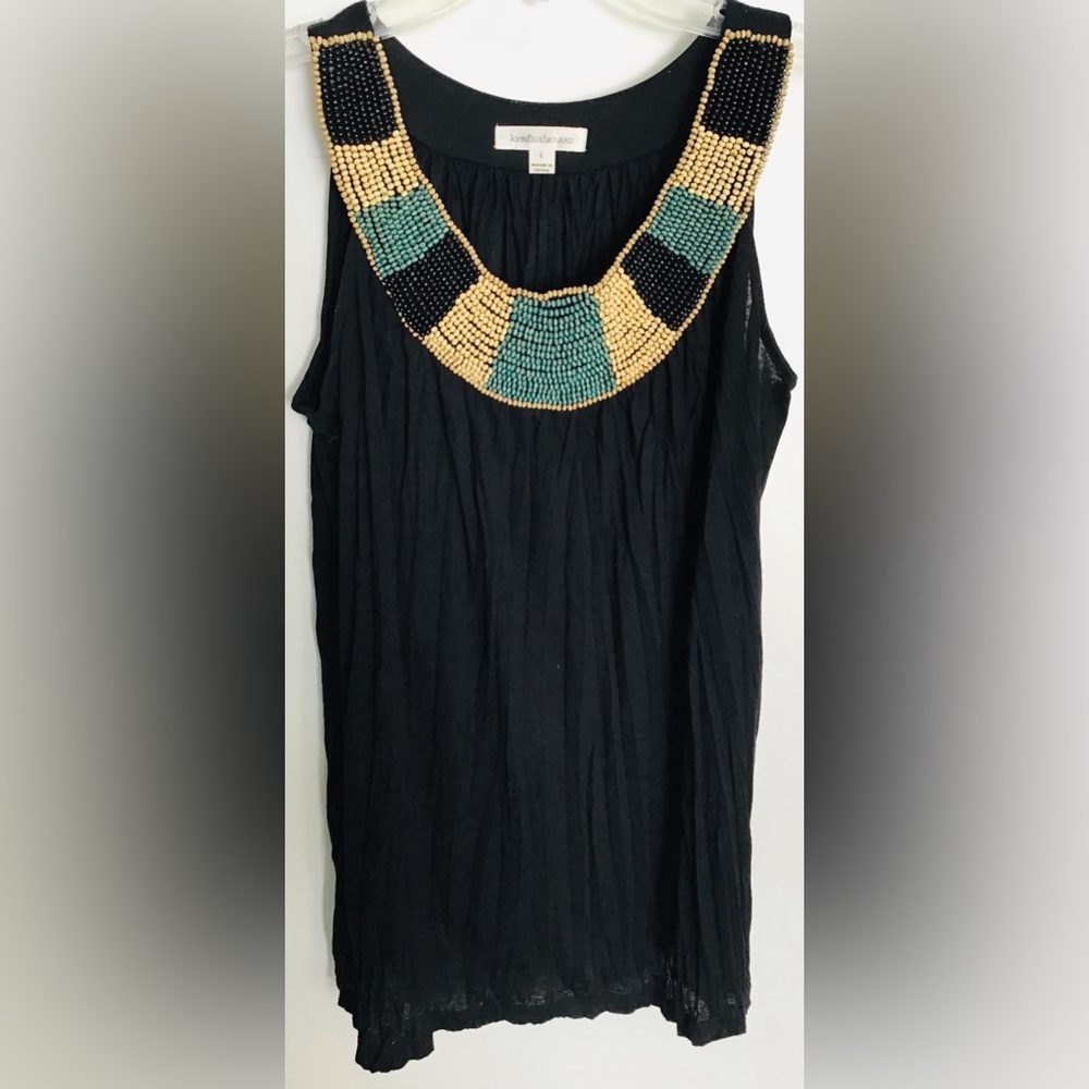 John Paul Richard black beaded neck sleeveless blouse size large